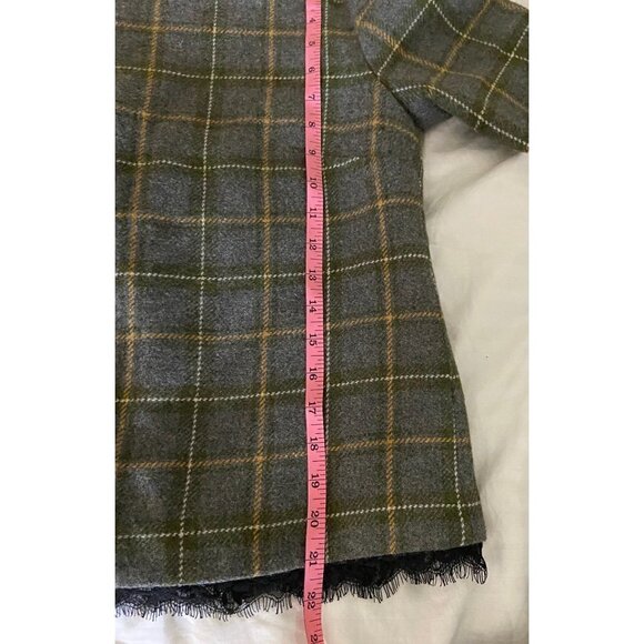 Banana Republic Gray Wool blend Tweed Plaid Lace Trim Top size XS - Picture 7 of 7